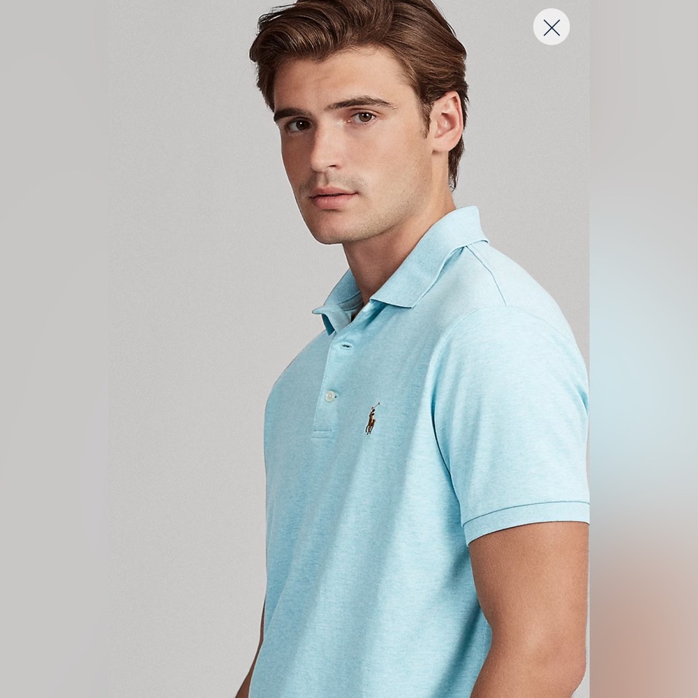 Ralph Lauren Men's Light Blue Polo Shirt with‎ Embroidered Pony